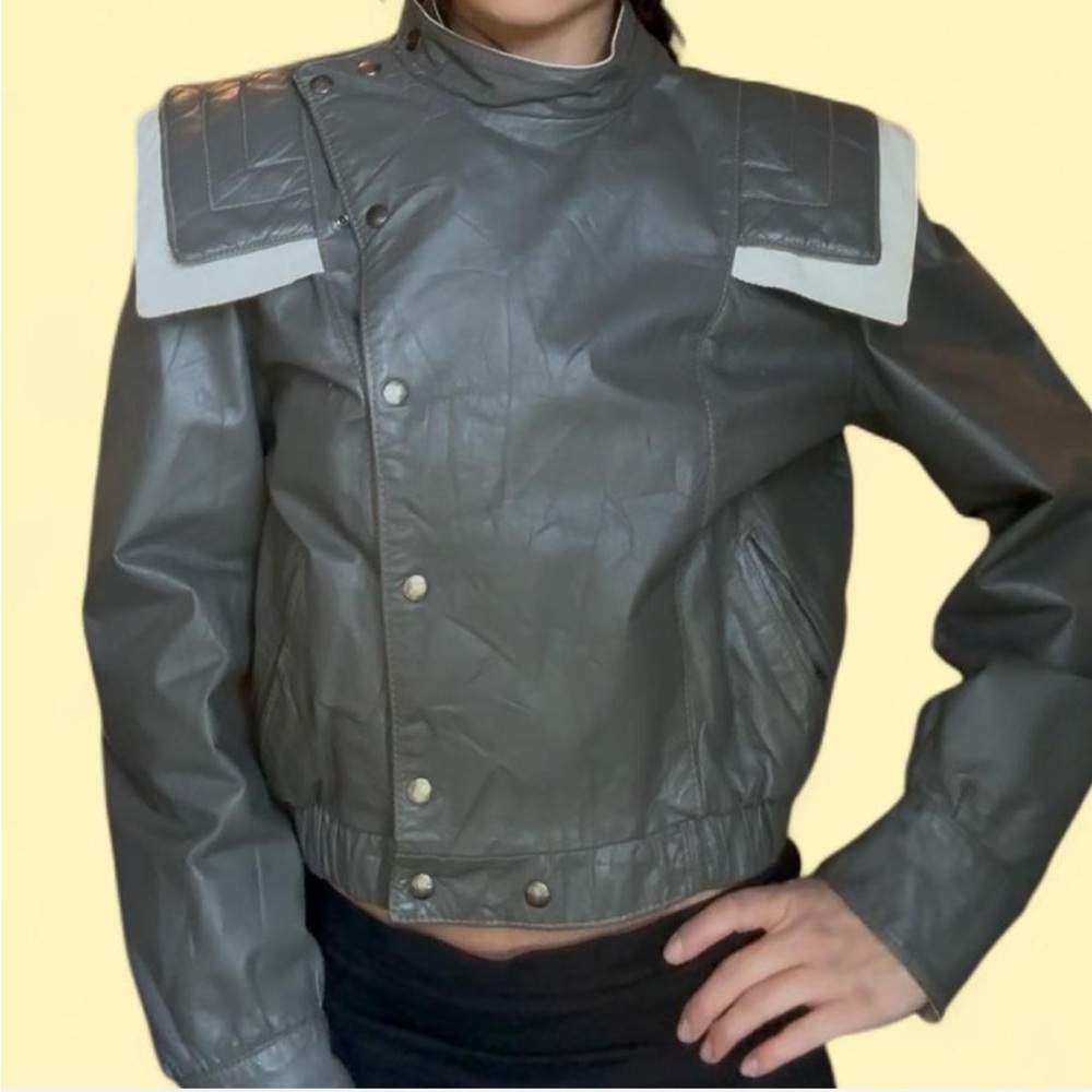 Two tone 80s leather jacket